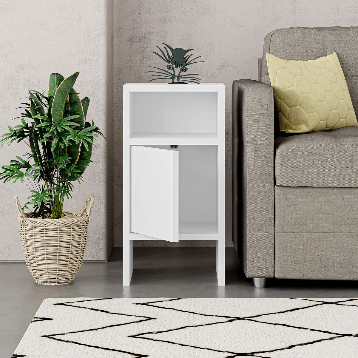 Nattduksbord Alexandra House Living Vit Trä MDP 29 x 59 x 29 cm 1 dörr - 5