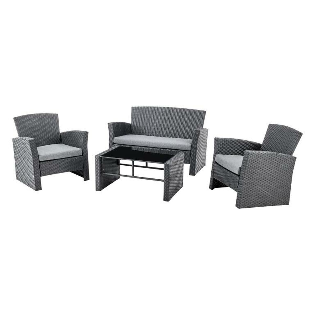 Set med bord och 3 fåtöljer DKD Home Decor Grå 124 x 72 x 75 cm 121 x 63 x 73 cm syntetisk rattan