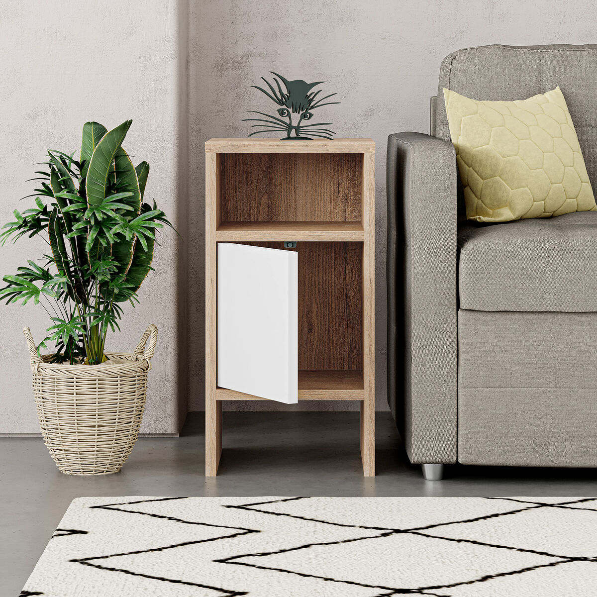 Nattduksbord Alexandra House Living Vit Brun Trä MDP 29 x 59 x 29 cm 1 dörr - 3