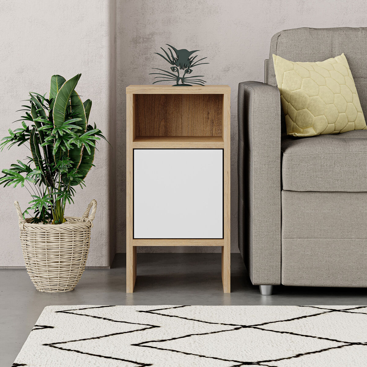 Nattduksbord Alexandra House Living Vit Brun Trä MDP 29 x 59 x 29 cm 1 dörr - 4
