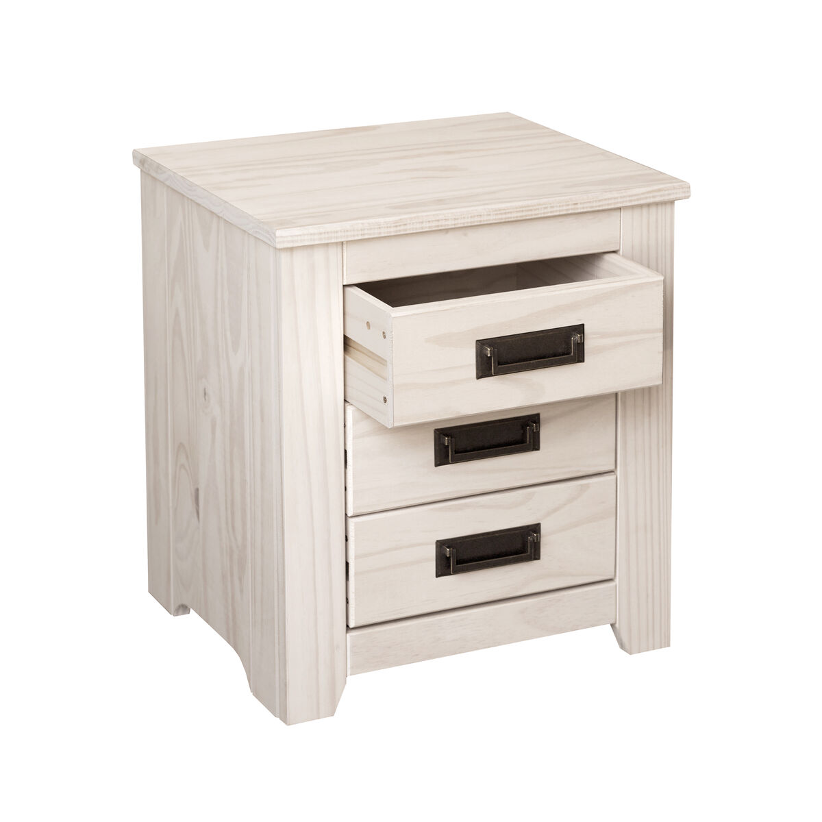 Nattduksbord Alexandra House Living Vit Metall furuträ 43 x 50 x 32 cm 3 lådor - 3