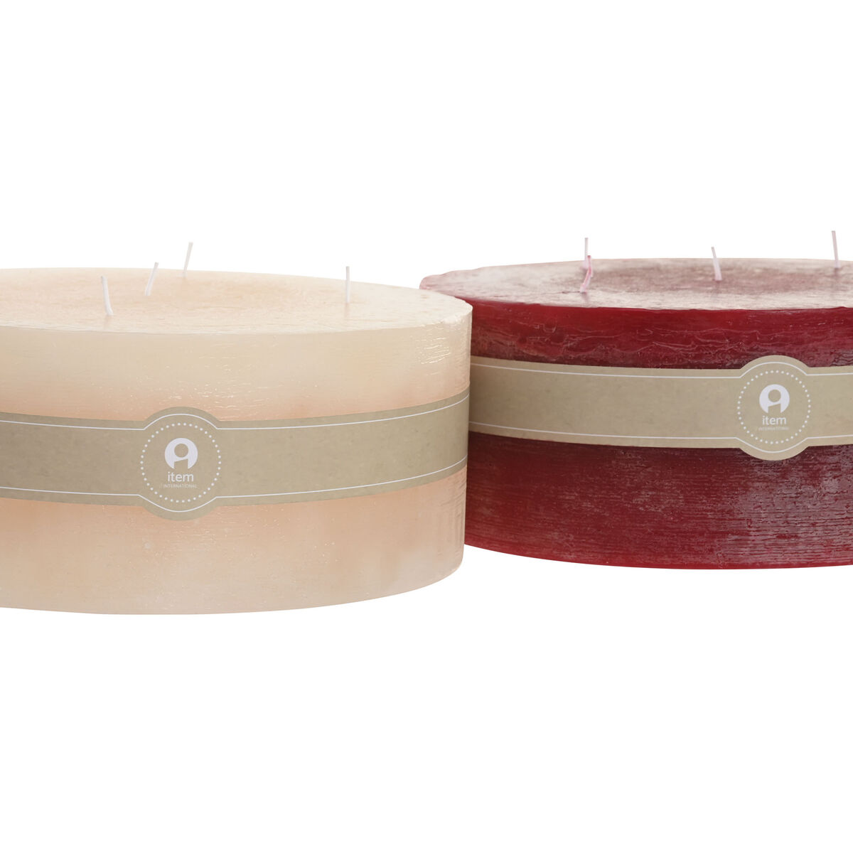 Ljus Home ESPRIT Röd Kräm Jul 25 x 25 x 10 cm (2 antal) - 2