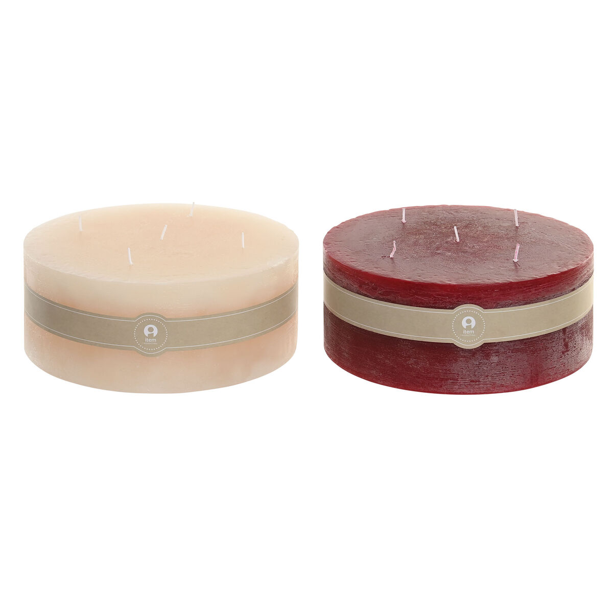 Ljus Home ESPRIT Röd Kräm Jul 25 x 25 x 10 cm (2 antal)