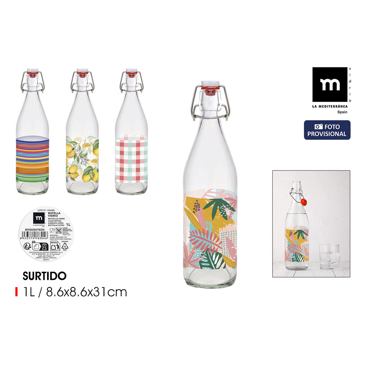 Glasflaska La Mediterránea Glas 1 L (12 antal) - 2