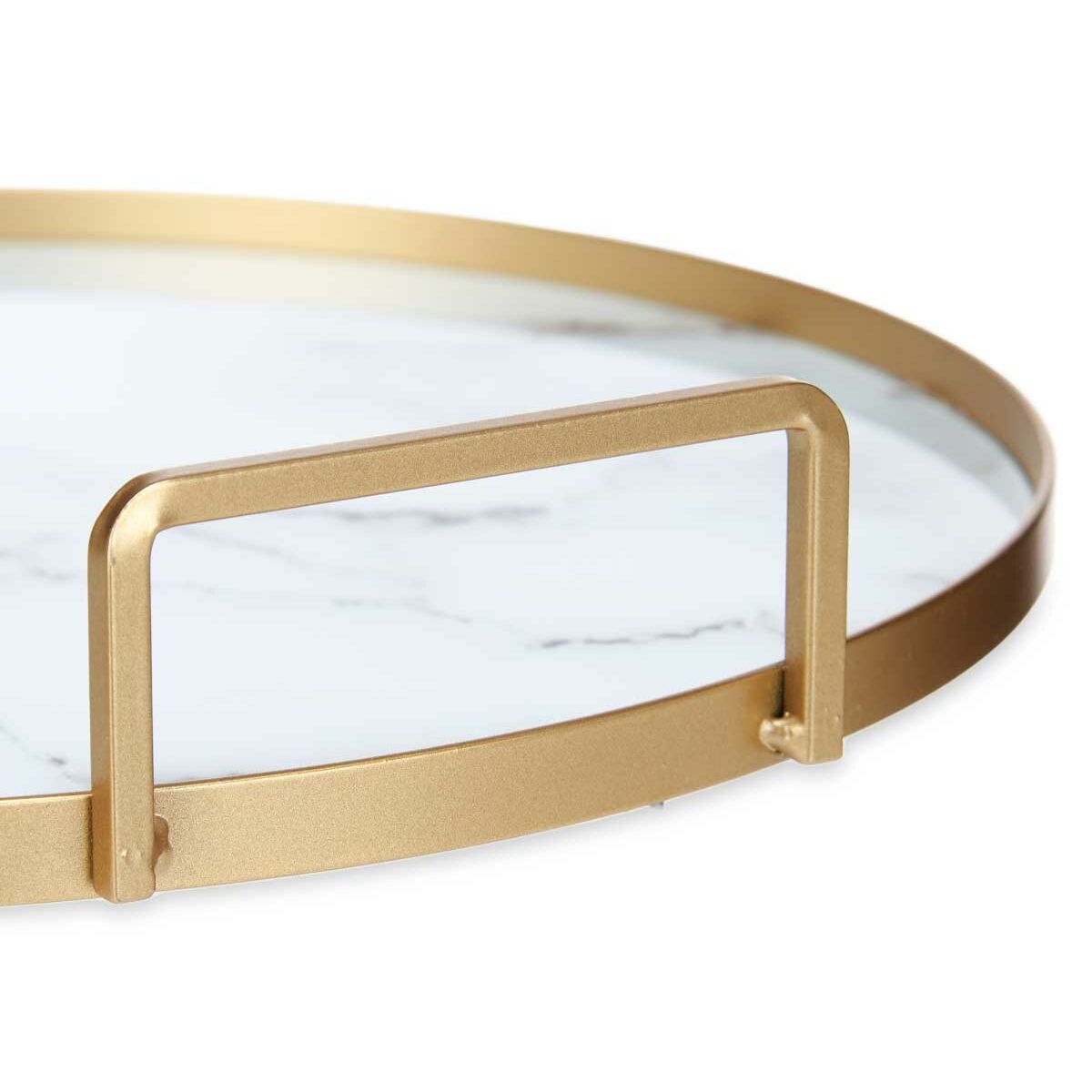 Bricka Marmor Vit Gyllene Metall Glas 30 x 4,5 x 30 cm (6 antal) - 2