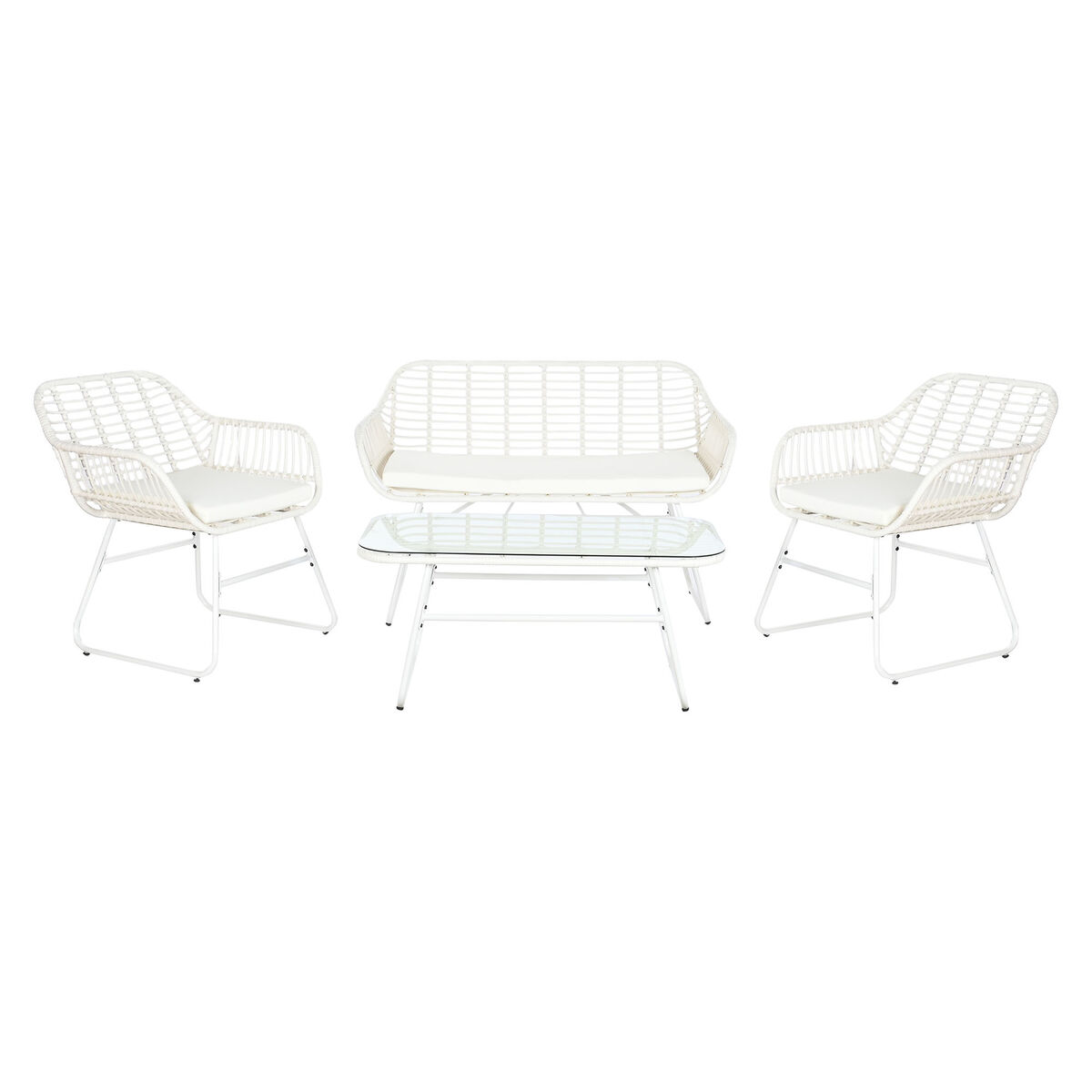 Trädgårdsmöbler DKD Home Decor Vit 124 x 74 x 84 cm (4 Delar)