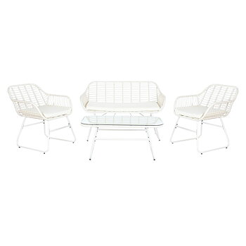 Trädgårdsmöbler DKD Home Decor Vit 124 x 74 x 84 cm (4 Delar)