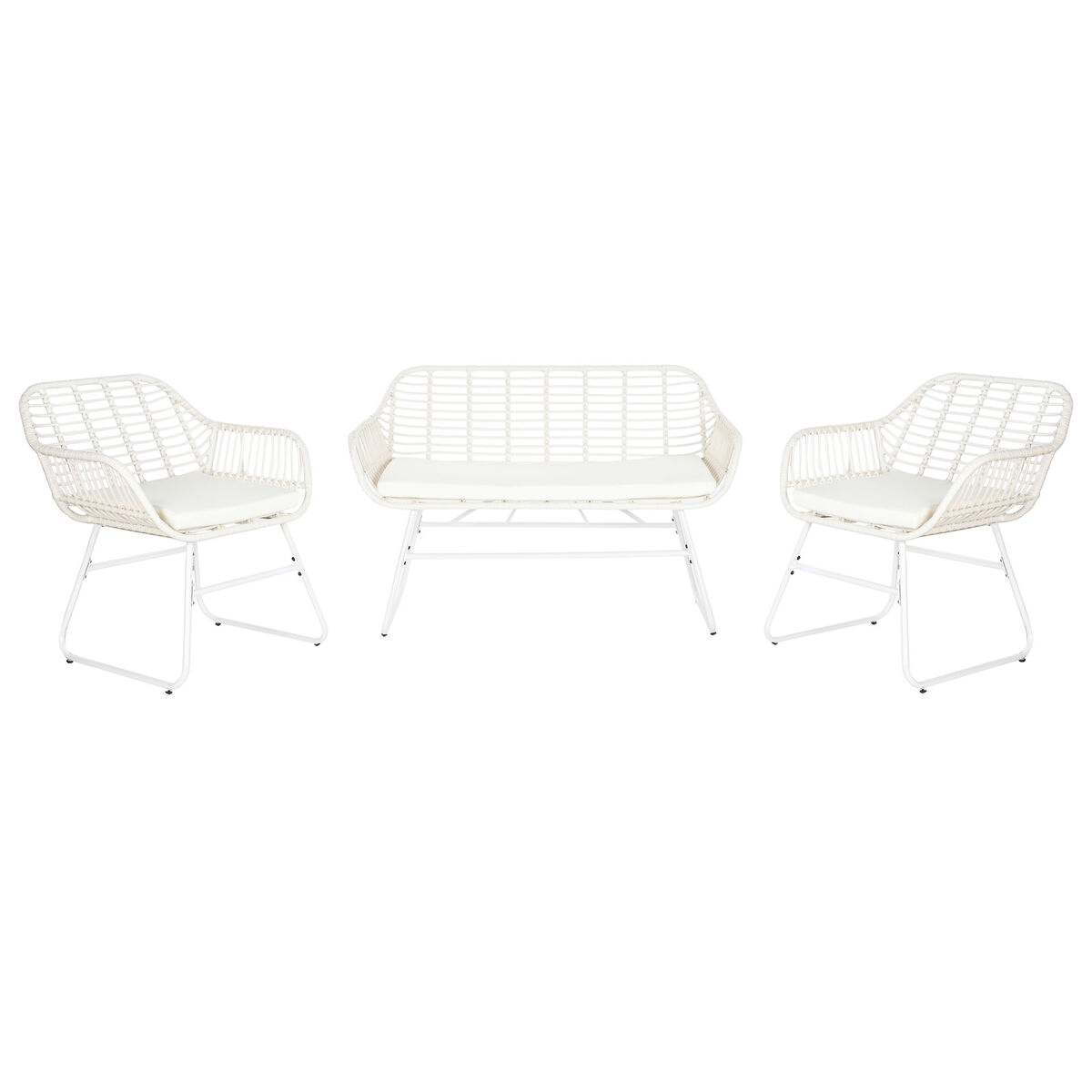 Trädgårdsmöbler DKD Home Decor Vit 124 x 74 x 84 cm (4 Delar) - 6