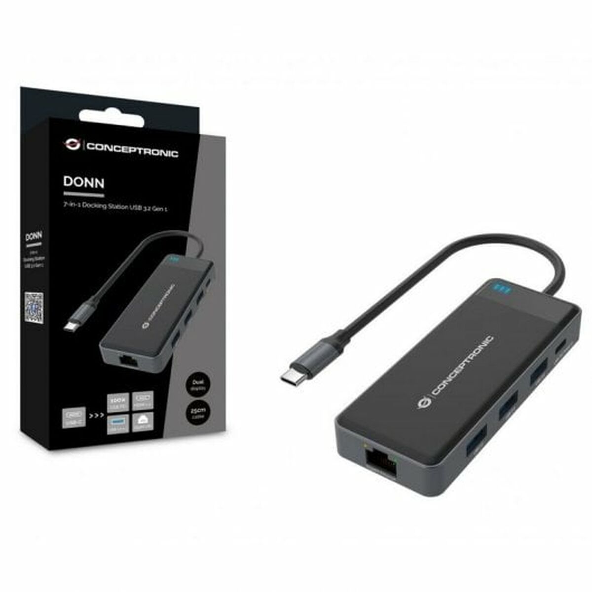 USB-HUB Conceptronic DONN14G Svart Grå 100 W - 2