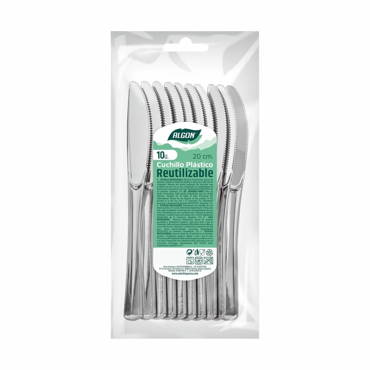 Uppsättning återanvändbara knivar Algon Silvrig 10 Delar 20 cm (36 antal) - 2