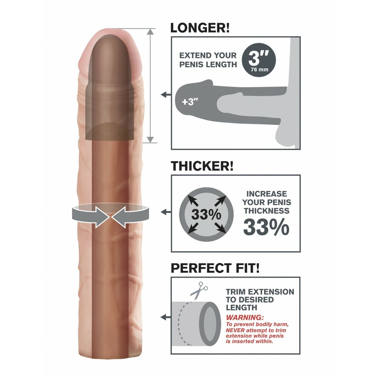 Realistisk dildo Pipedream Fantasy X-Tensions - 4