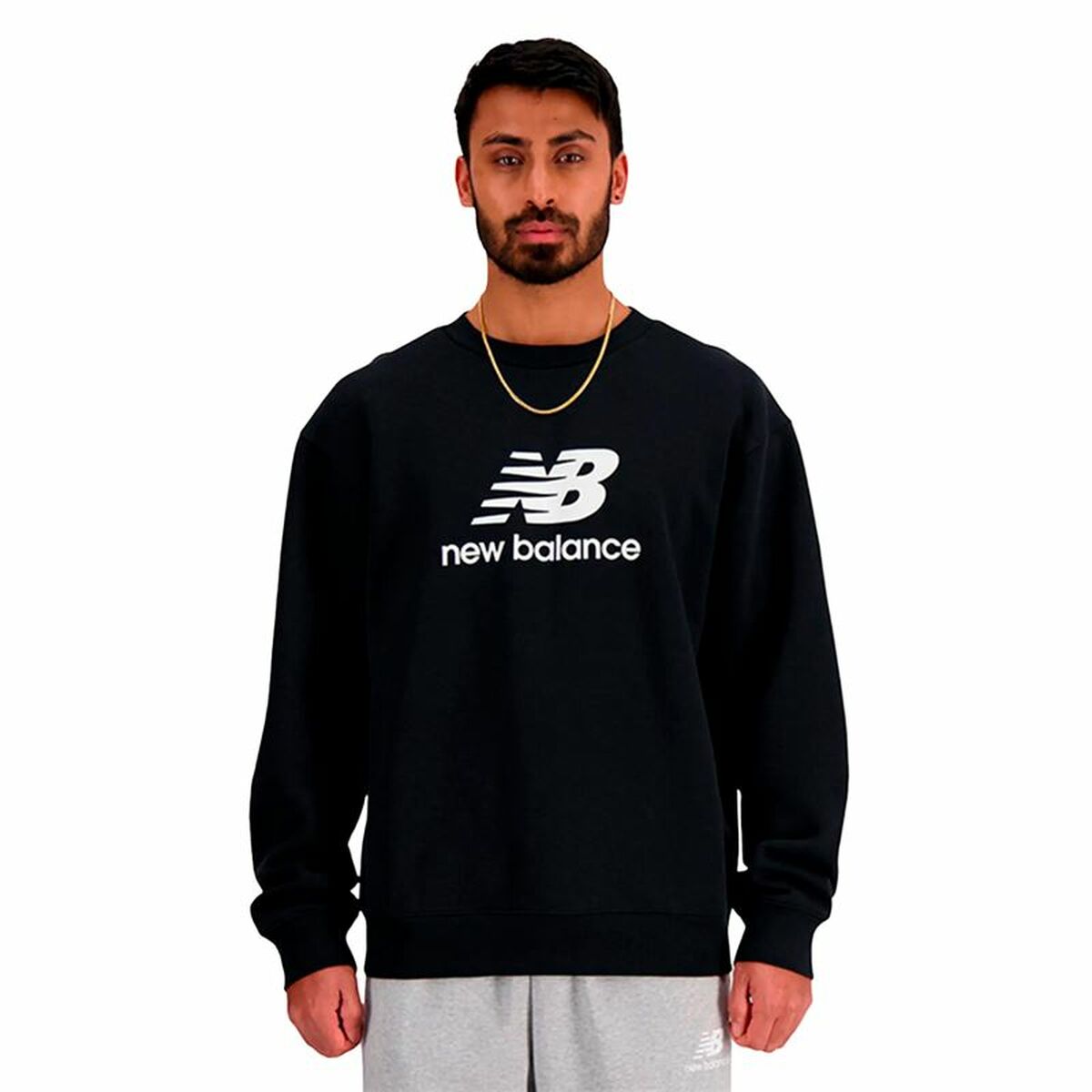 Tröja utan huva Herr New Balance Sport Essentials Fleece Logo Svart