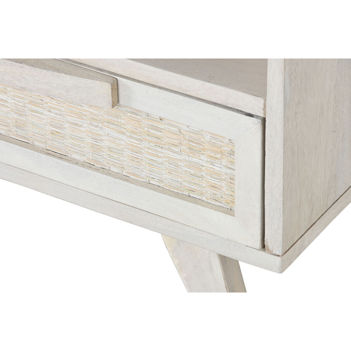 Nattduksbord Home ESPRIT Vit Rattan Mangoträ 55 x 35 x 45 cm - 5