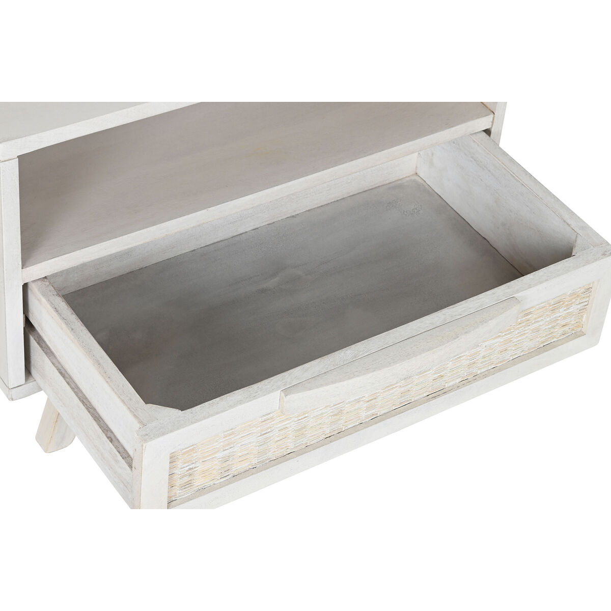 Nattduksbord Home ESPRIT Vit Rattan Mangoträ 55 x 35 x 45 cm - 3