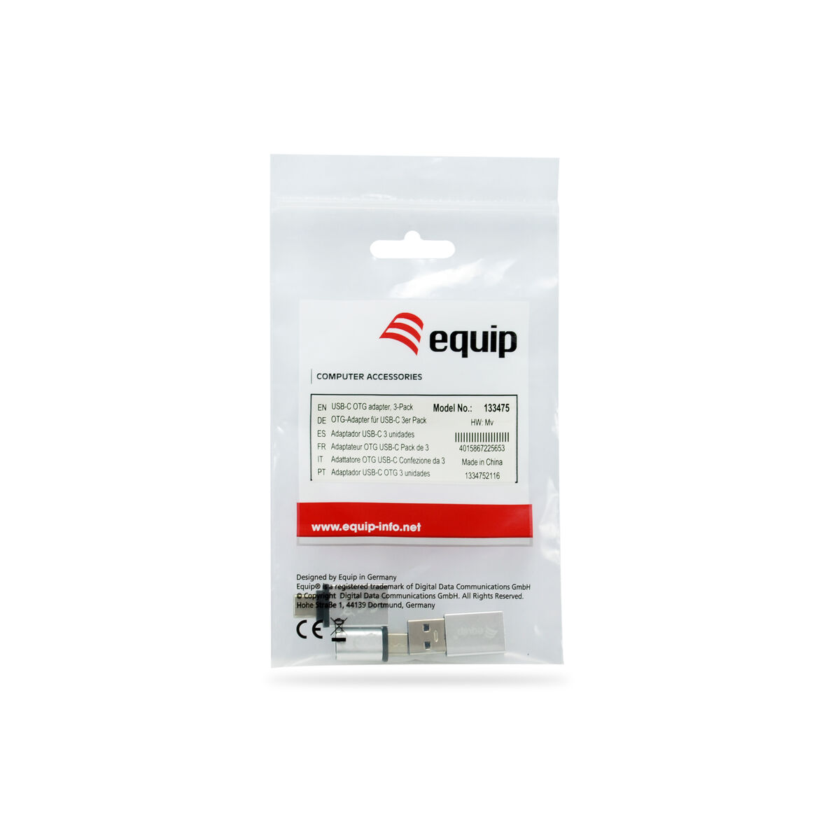 Adapter USB Equip 133475 Silvrig (3 antal) - 2