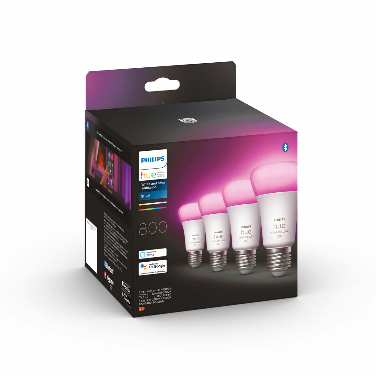 Smart-Lampa Philips Pack de 4 E27 - 5