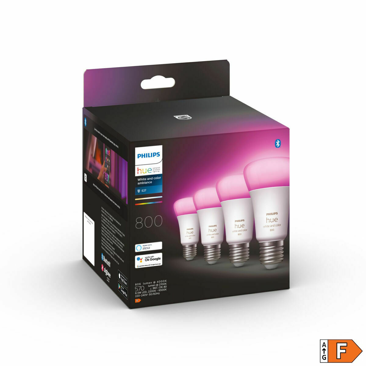 Smart-Lampa Philips Pack de 4 E27 - 6