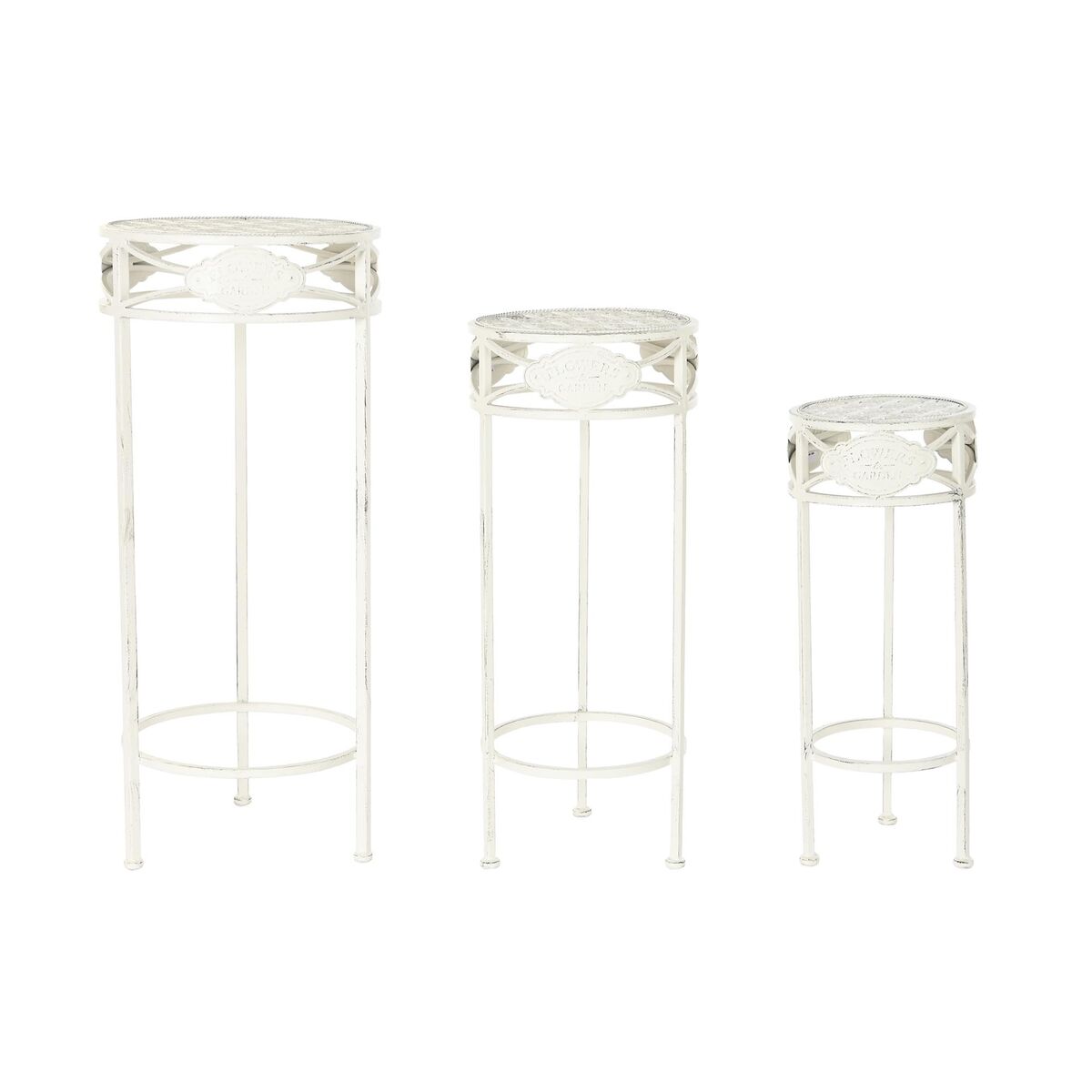 3-bordsset Home ESPRIT Vit 30,5 x 30,5 x 70 cm (3 Delar)