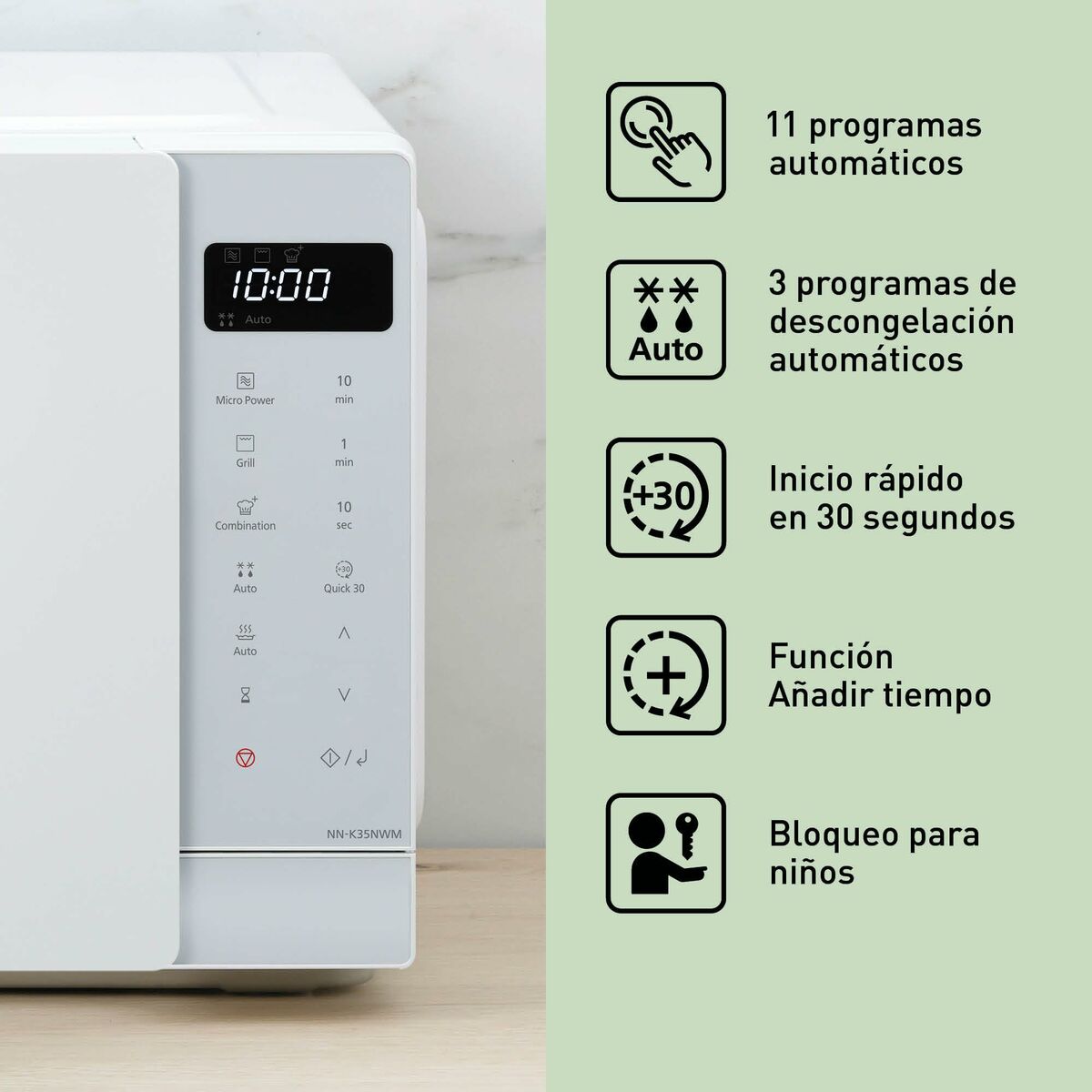 Mikrovågsugn med Grill Panasonic NNK35NWMEPG Vit 900 W 24 L - 6