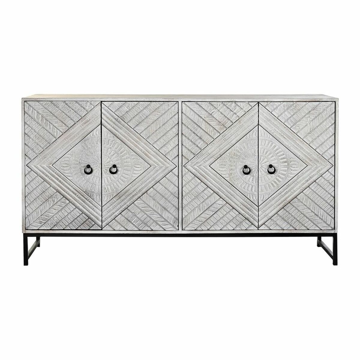 Skänk DKD Home Decor Vit Metall Mangoträ 155 x 40 x 85 cm - 4