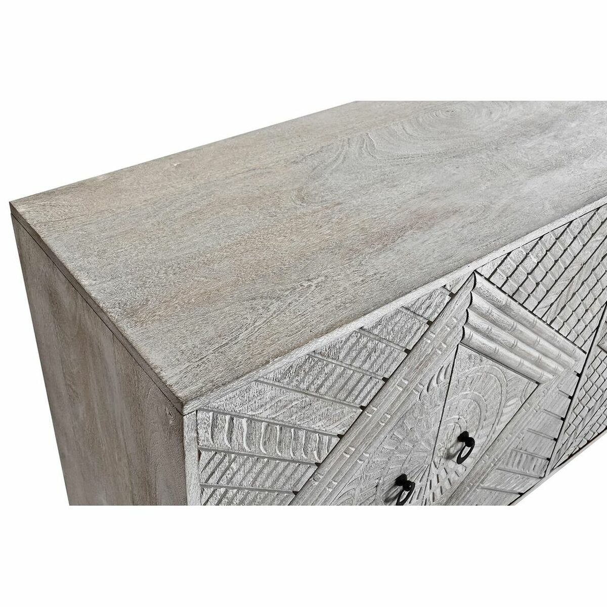 Skänk DKD Home Decor Vit Metall Mangoträ 155 x 40 x 85 cm - 2
