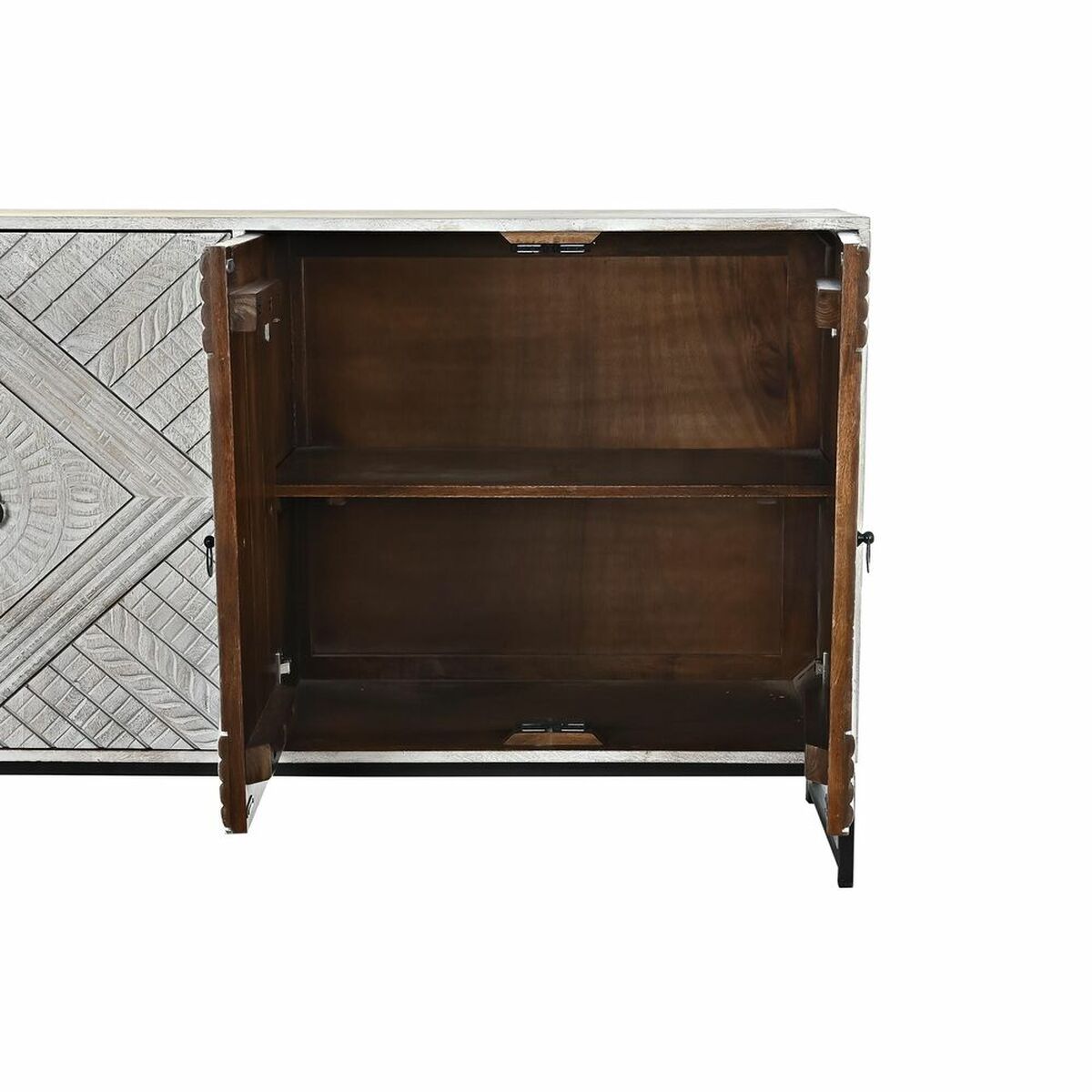 Skänk DKD Home Decor Vit Metall Mangoträ 155 x 40 x 85 cm - 8