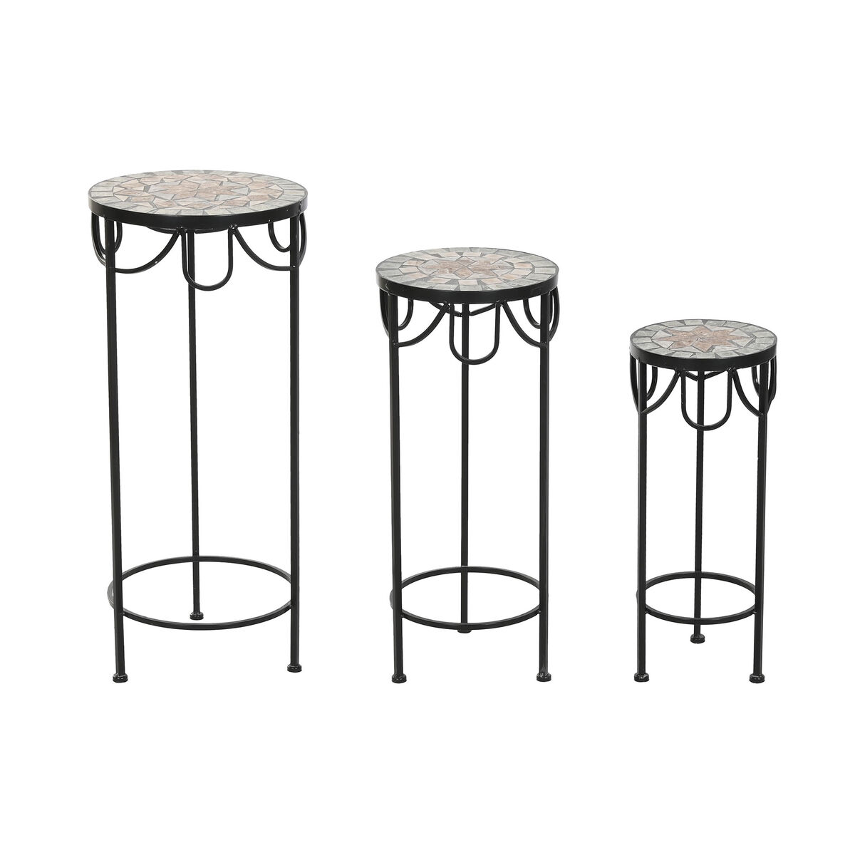 3-bordsset Home ESPRIT Svart 30 x 30 x 69 cm (3 Delar)