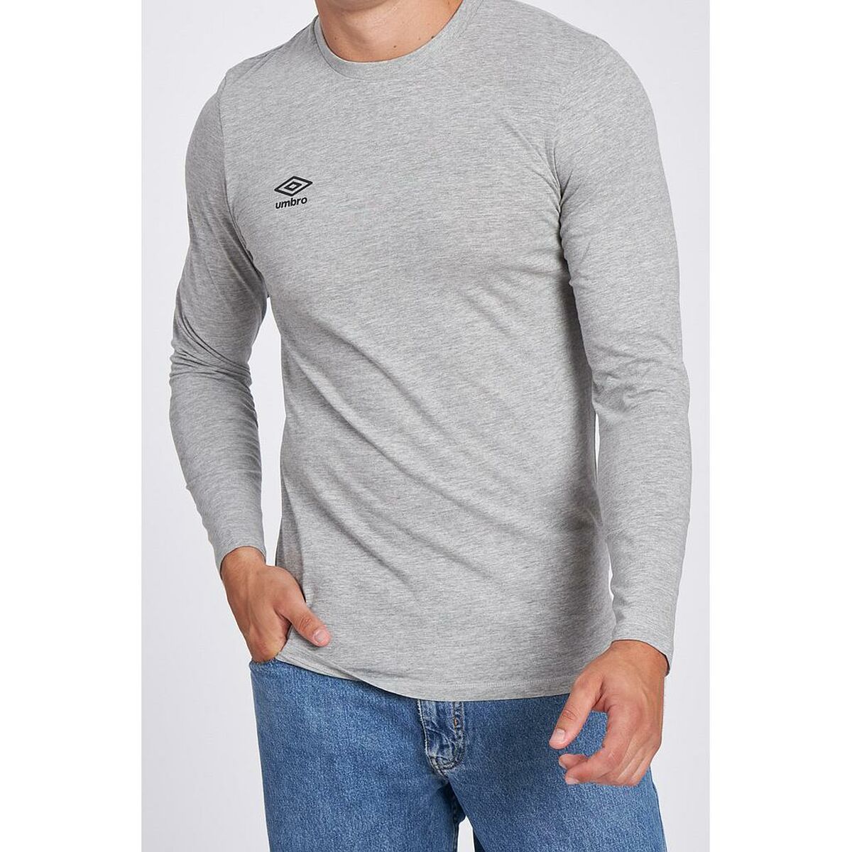 T-shirt med lång ärm Herr Umbro SMALL LOGO LS TEE 65775U B43  Grå - 5