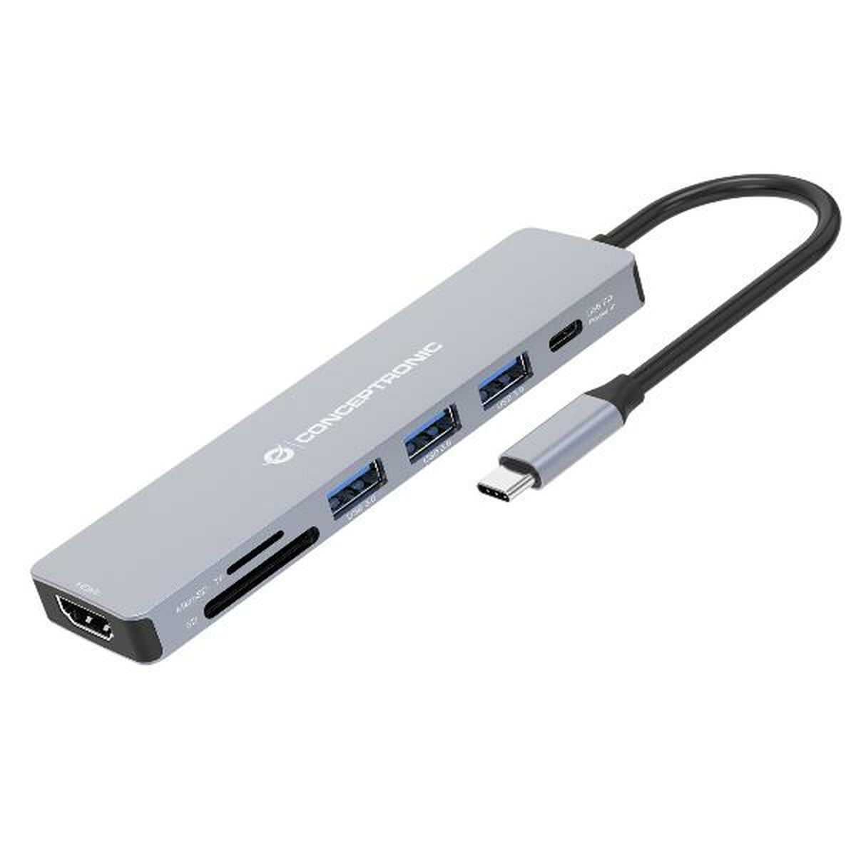 USB-HUB Conceptronic 110519207101 Grå Multicolour 100 W