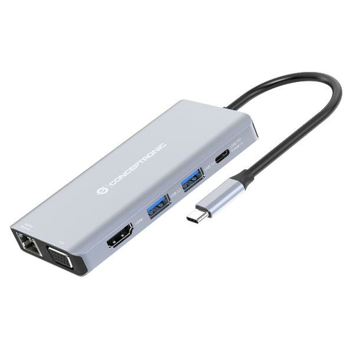 USB-HUB Conceptronic 110519307101 Grå Multicolour 100 W