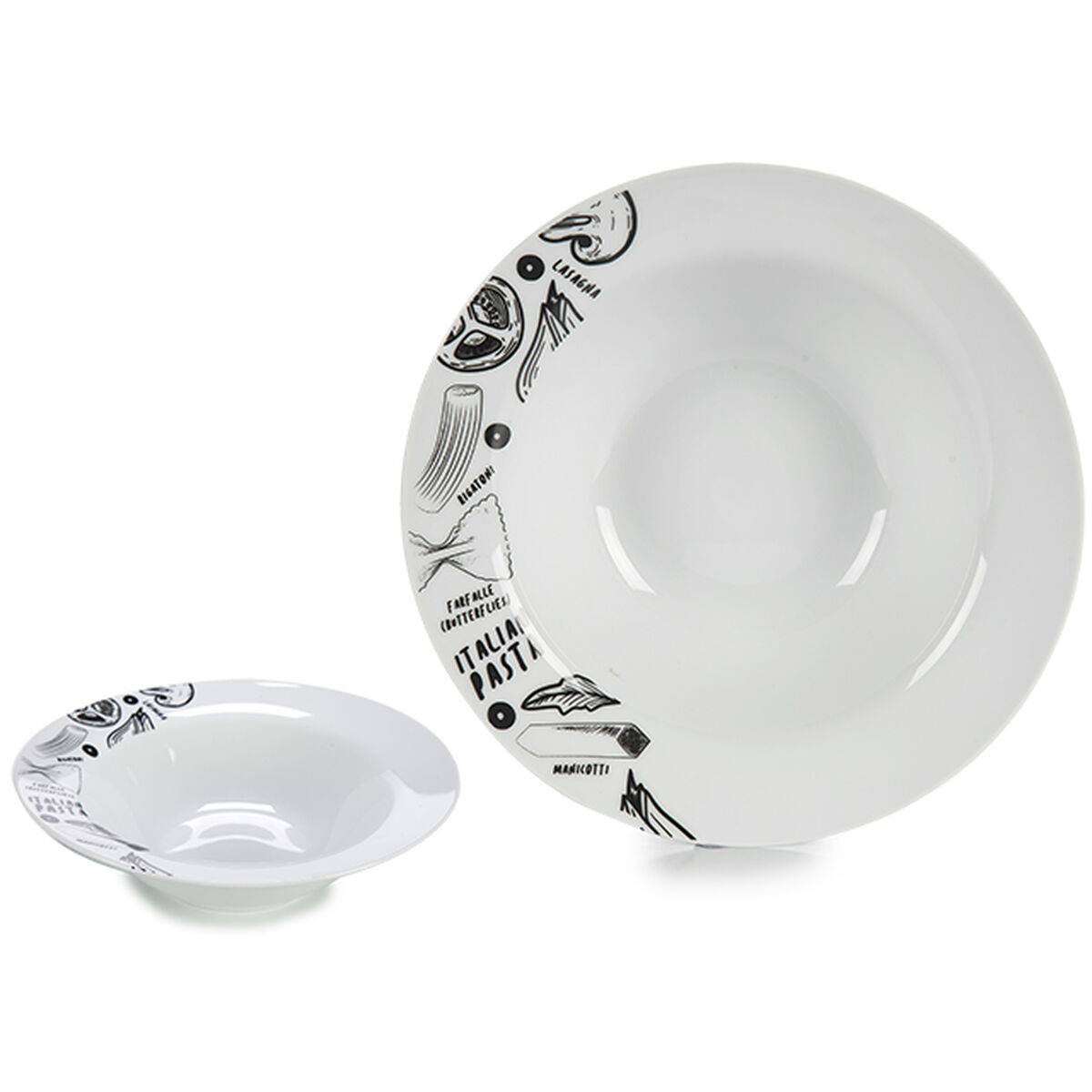Pastatallrik Vit Svart 23 x 6,5 x 23 cm Porslin (16 antal) - 4