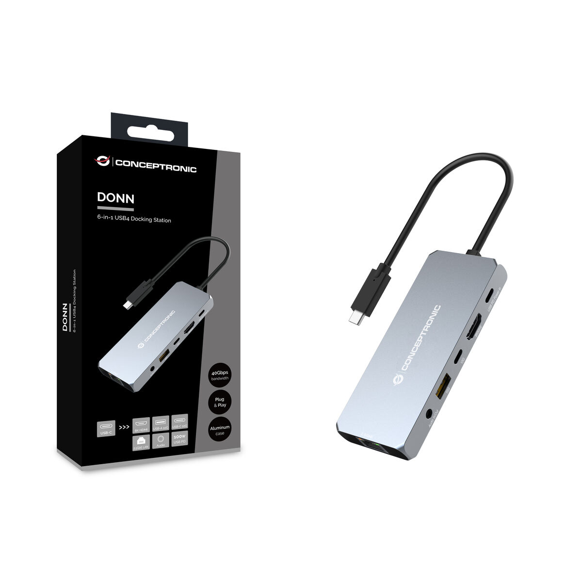 USB-HUB Conceptronic 110519807101 Svart Grå - 2