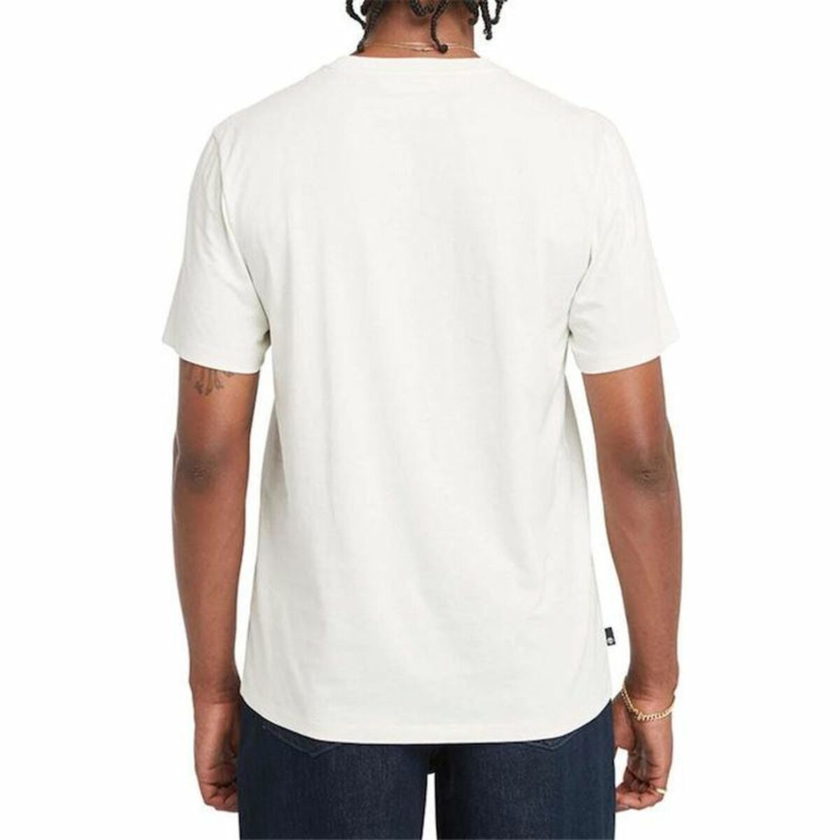 T-shirt med kortärm Herr Timberland Kennebec River Camo Linear Logo Vit - 4