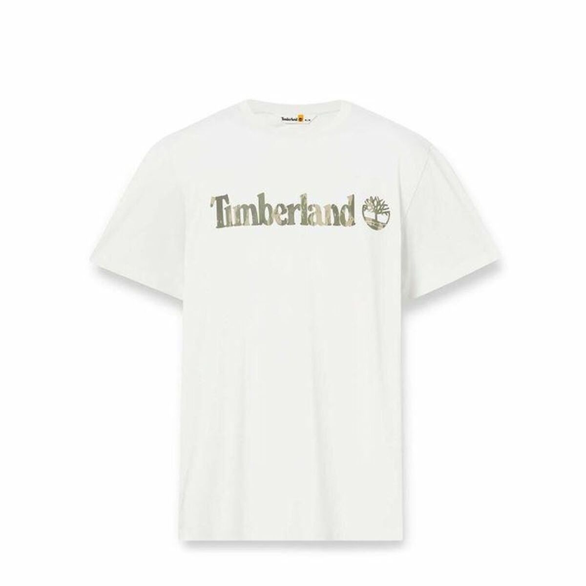 T-shirt med kortärm Herr Timberland Kennebec River Camo Linear Logo Vit - 2