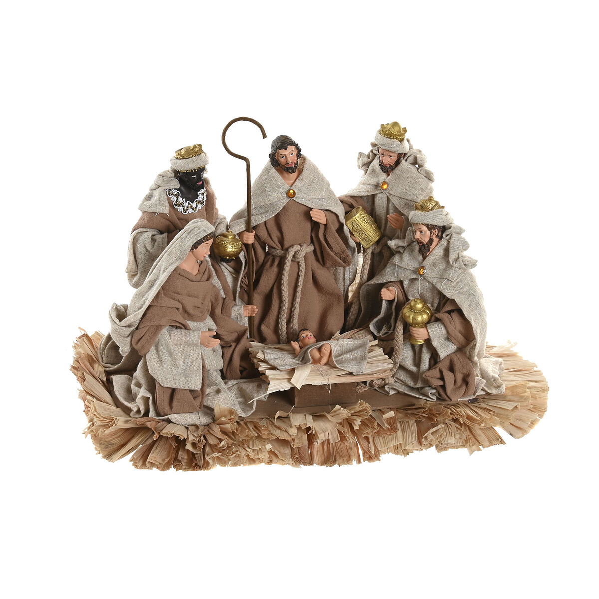 Julkrubba-set Home ESPRIT Brun Beige Harts 40 X 24 X 23,5 CM - 2