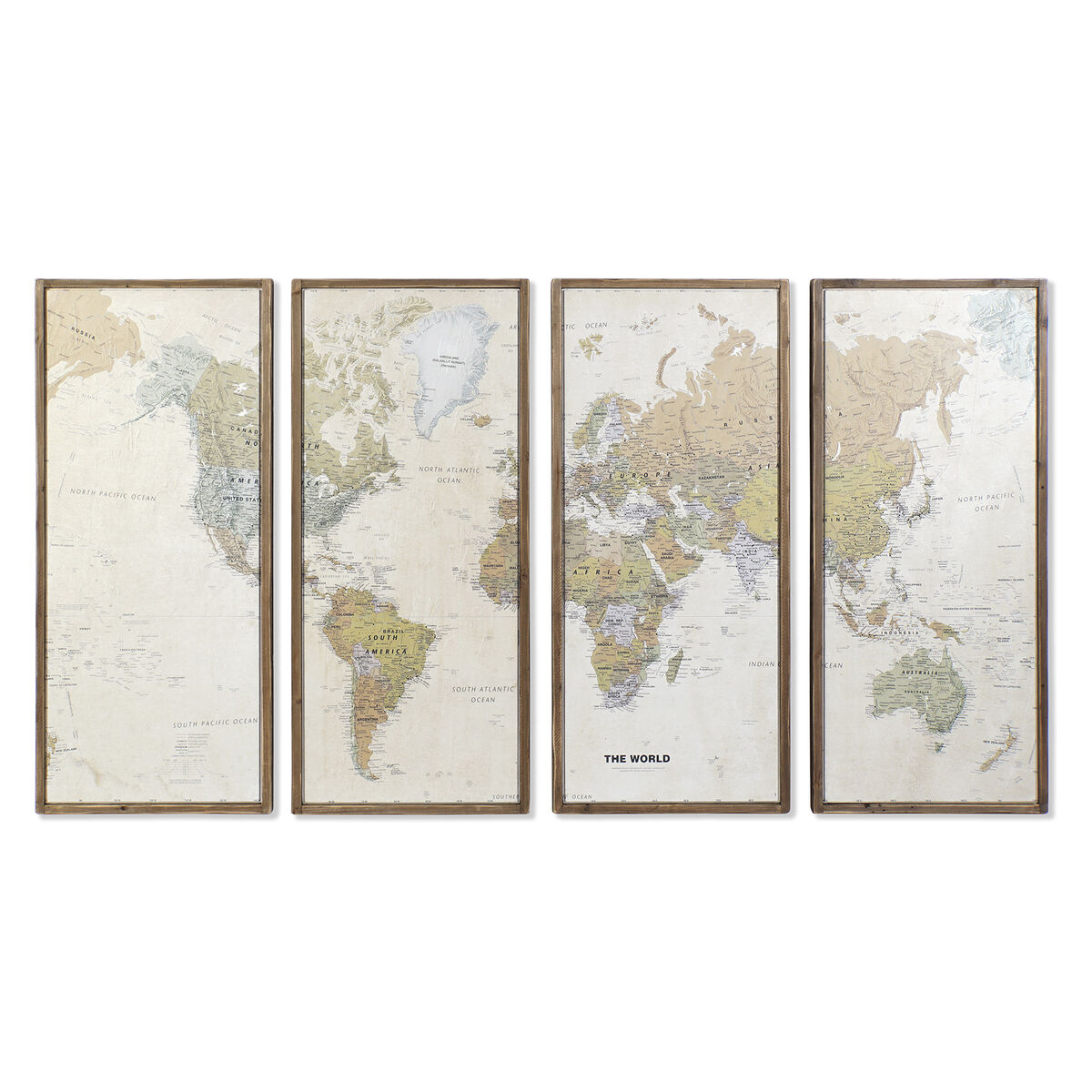 4-ramsset DKD Home Decor Världskarta Vintage Loft 200 x 3,5 x 120 cm