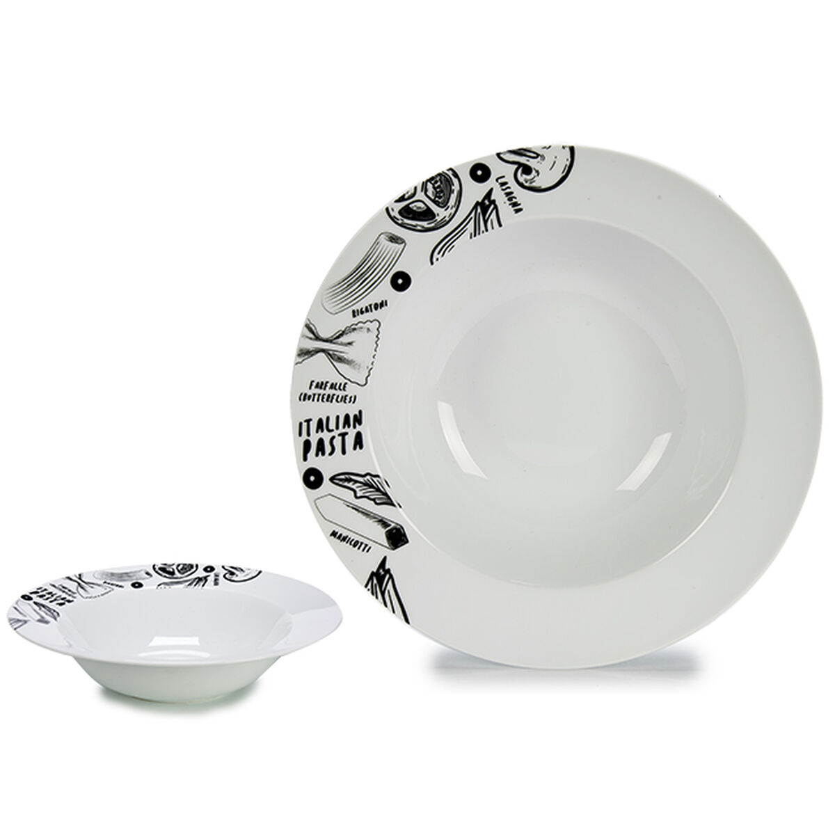 Pastatallrik Vit Svart Porslin 30 x 7,5 x 30 cm (12 antal) - 2
