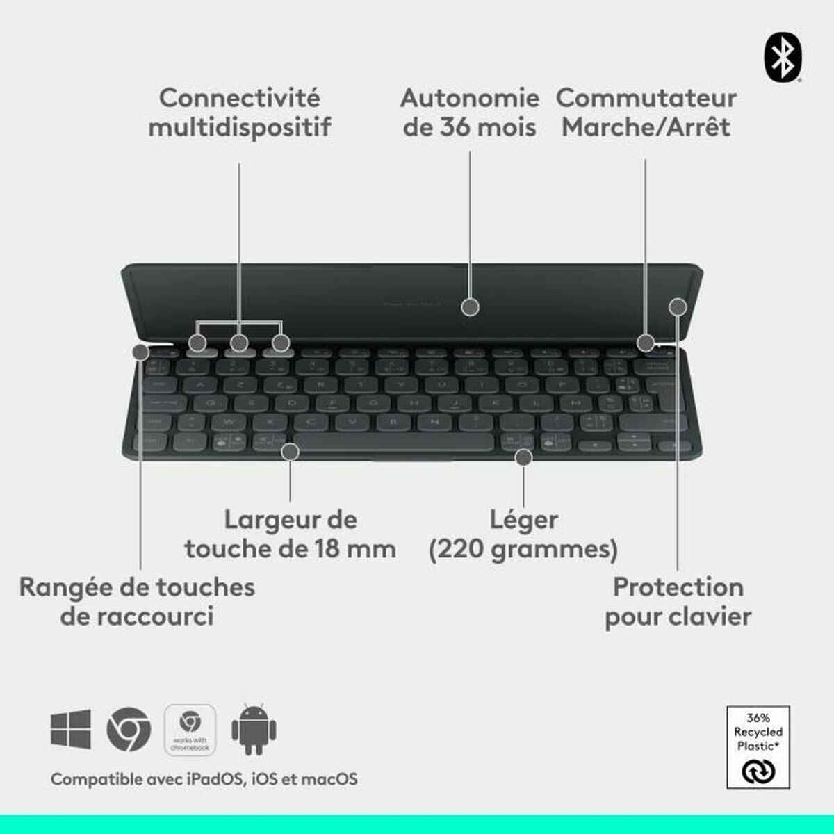 Väska till Läsplatta och Tangentbord Logitech Keys-to-Go 2 Grå Graphite - 6