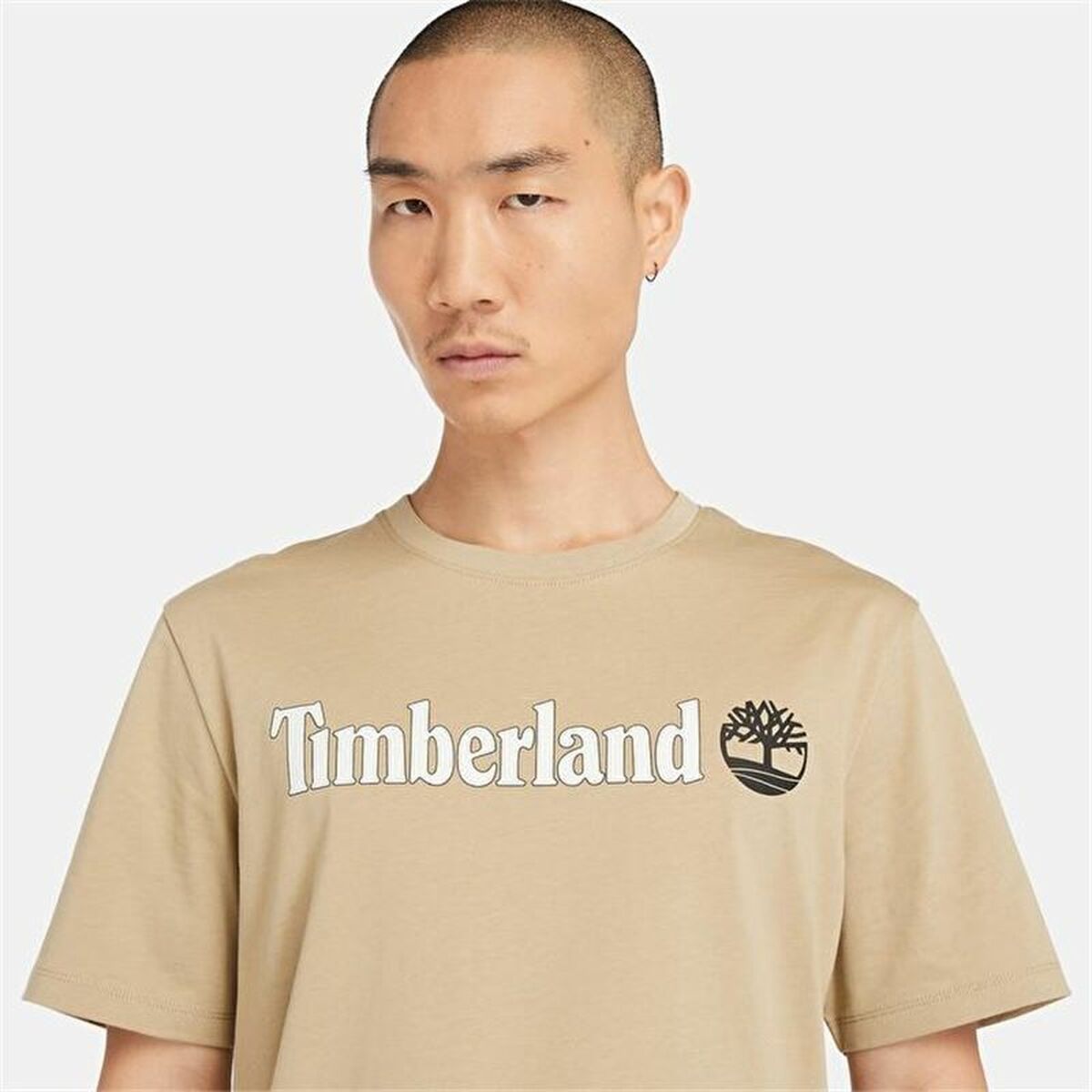 T-shirt med kortärm Herr Timberland Kennebec River Linear Logo Ljusbrun - 4