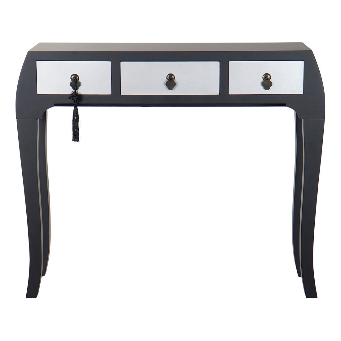 Hallmöbel med 3 lådor DKD Home Decor 8424001737277 Gran Silvrig Svart Trä MDF 96 x 26 x 80 cm - 2