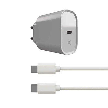 Väggladdare + USB C kabel KSIX Vit 20W