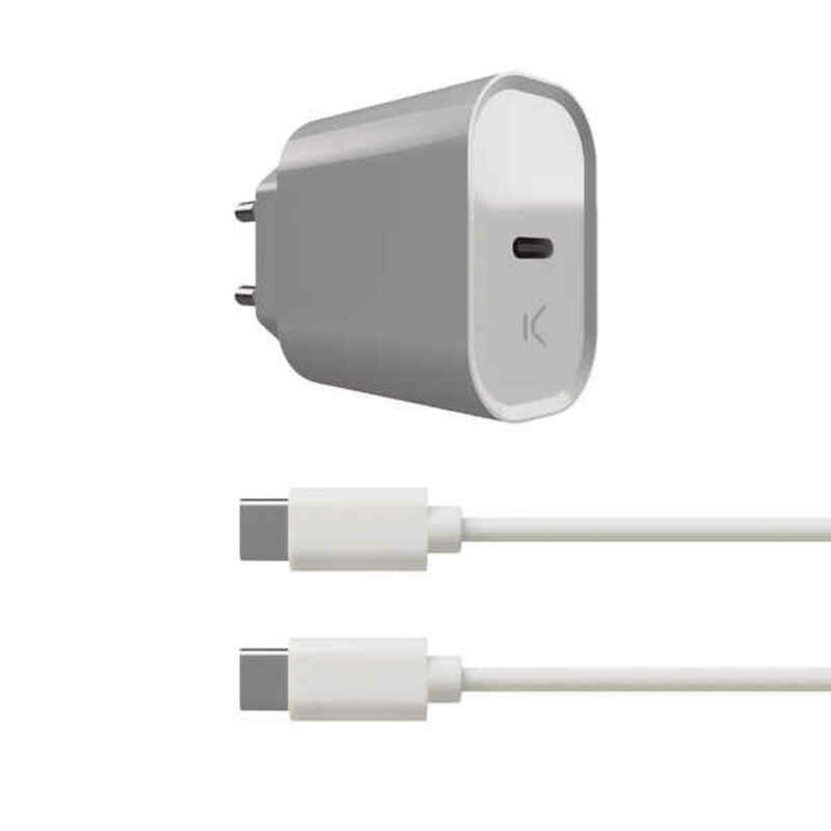 Väggladdare + USB C kabel KSIX Vit 20W - 3