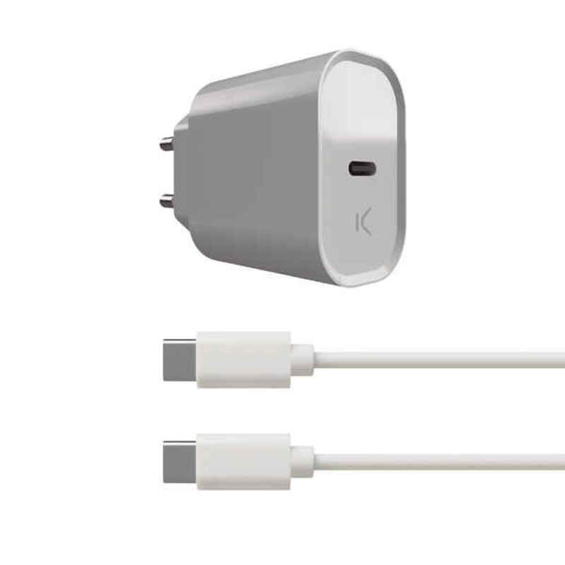 Väggladdare + USB C kabel KSIX Vit 20W