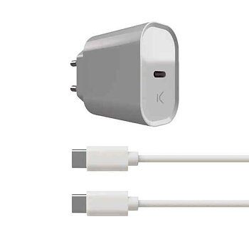 Väggladdare + USB C kabel KSIX Vit 20W