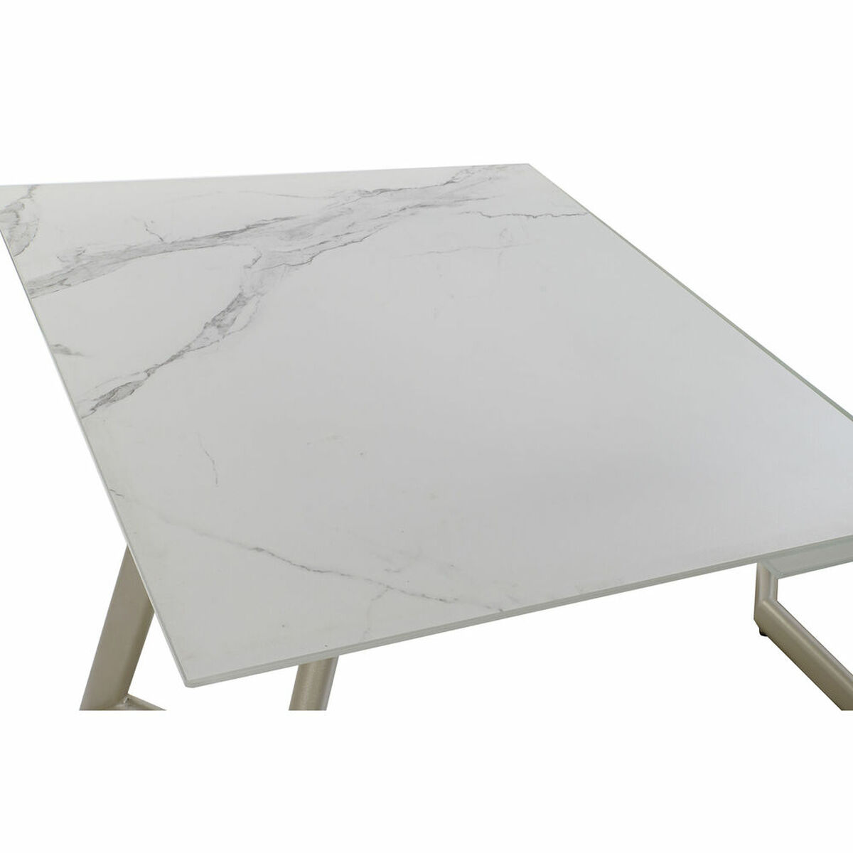 Matsalsbord DKD Home Decor Glas Gyllene Metall Vit (140 x 80 x 76 cm) - 4