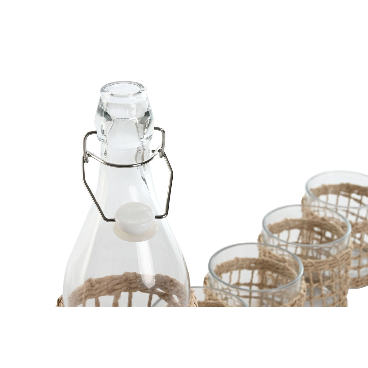 Set med glas och flaska Home ESPRIT Naturell Glas Fibrer 1 L - 3