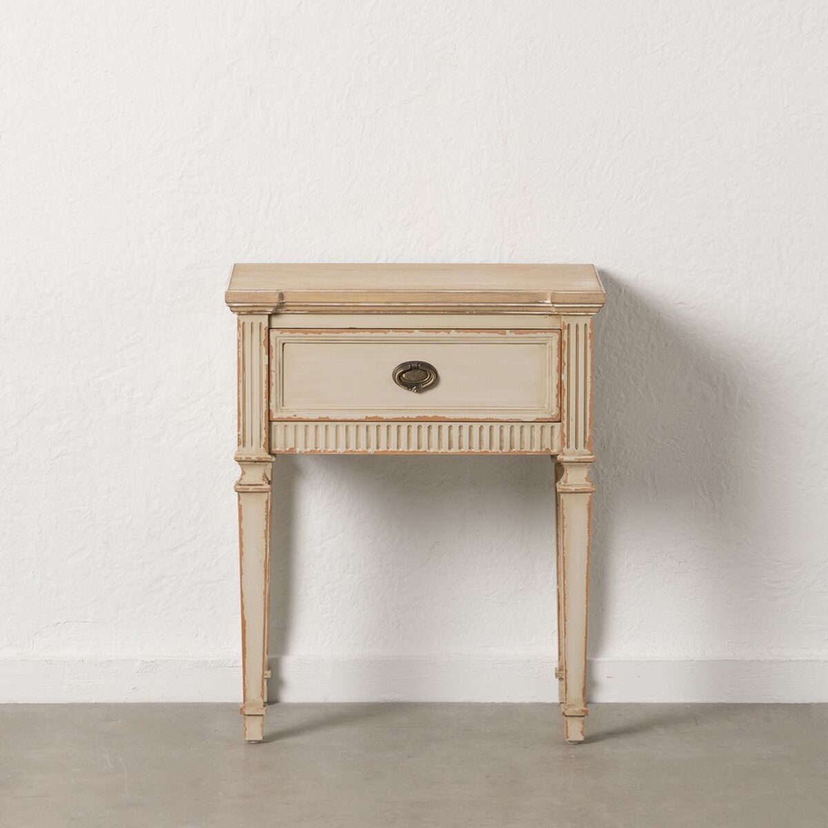 Nattduksbord Kräm Naturell Granträ Trä MDF 56 x 36 x 68 cm - 2