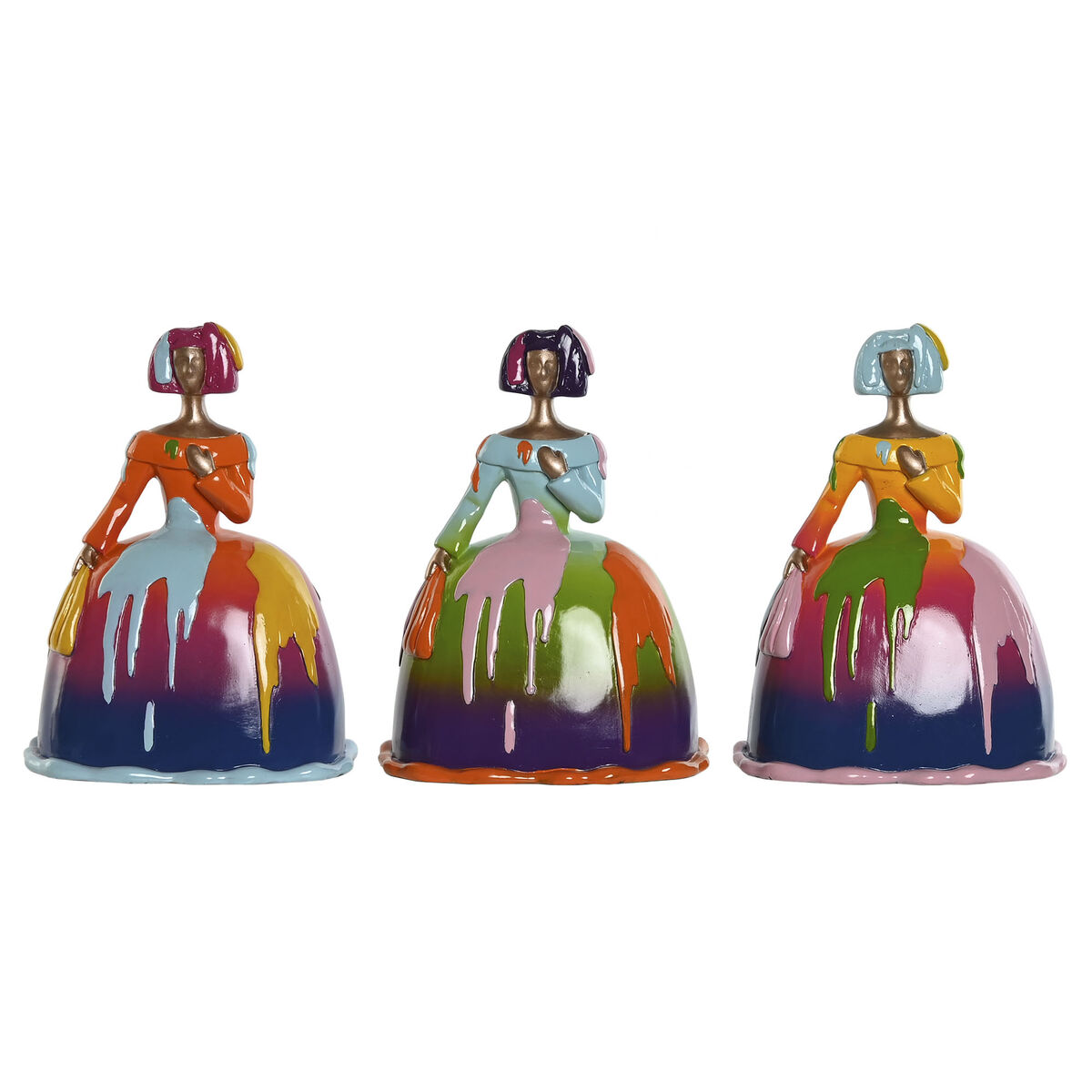 Prydnadsfigur Home ESPRIT Multicolour Dam 21 x 16 x 25 cm (3 antal)