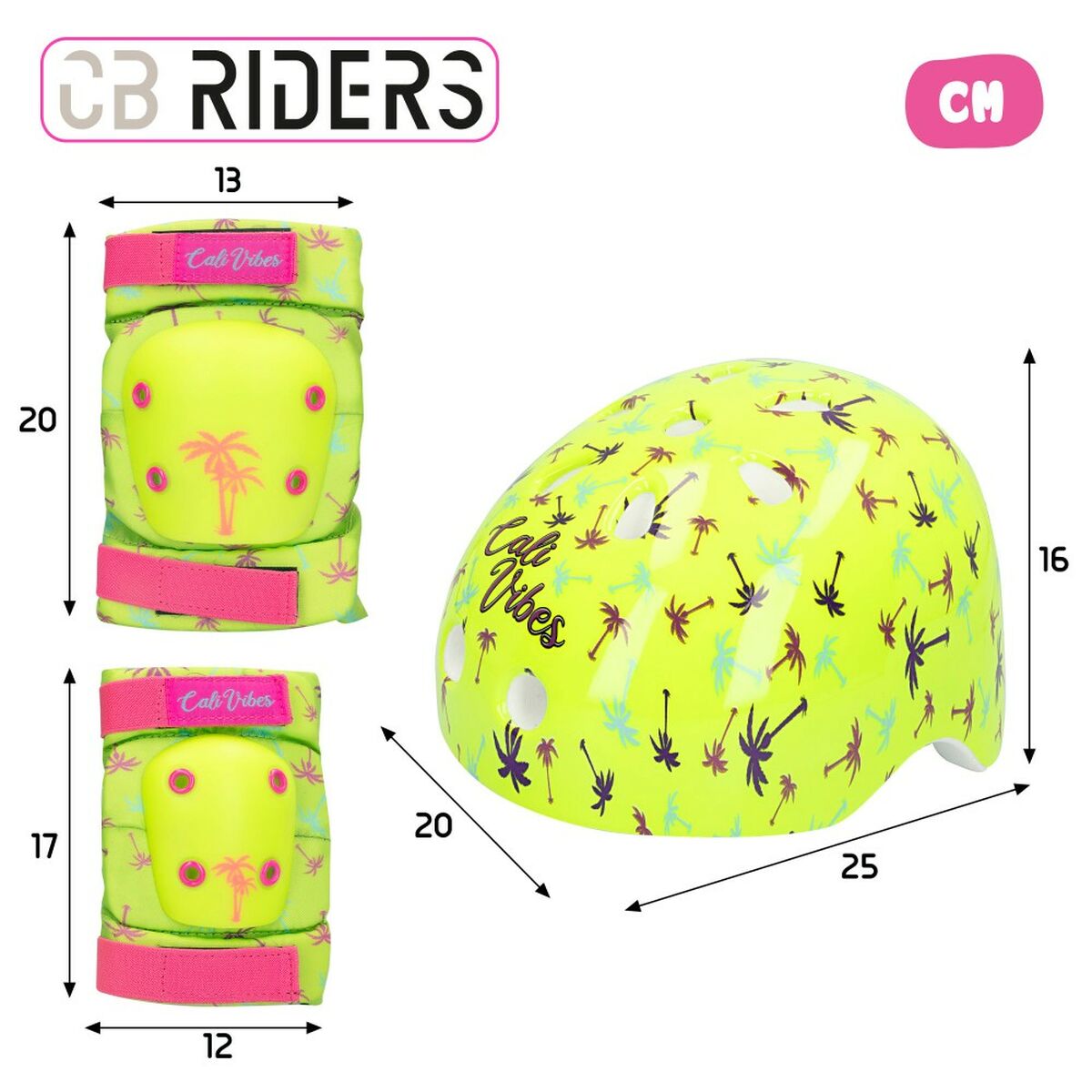 Sportskyddsset Colorbaby Neon Cali Vibes Gul (4 antal) - 4