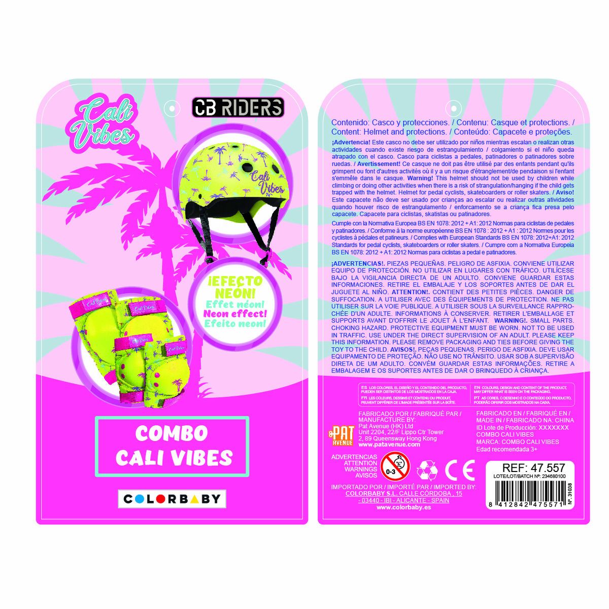 Sportskyddsset Colorbaby Neon Cali Vibes Gul (4 antal) - 15